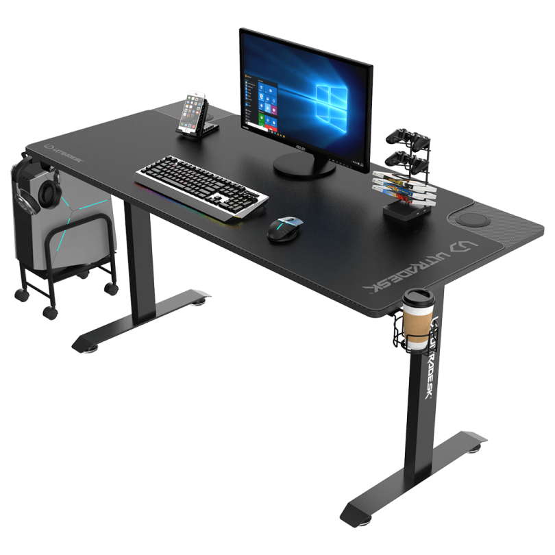 Dripex Bureau Gaming Angle En L - Table Ordinateur Forme L Droite Avec Tapis Souris 145x100cm 5 Pieds Acier